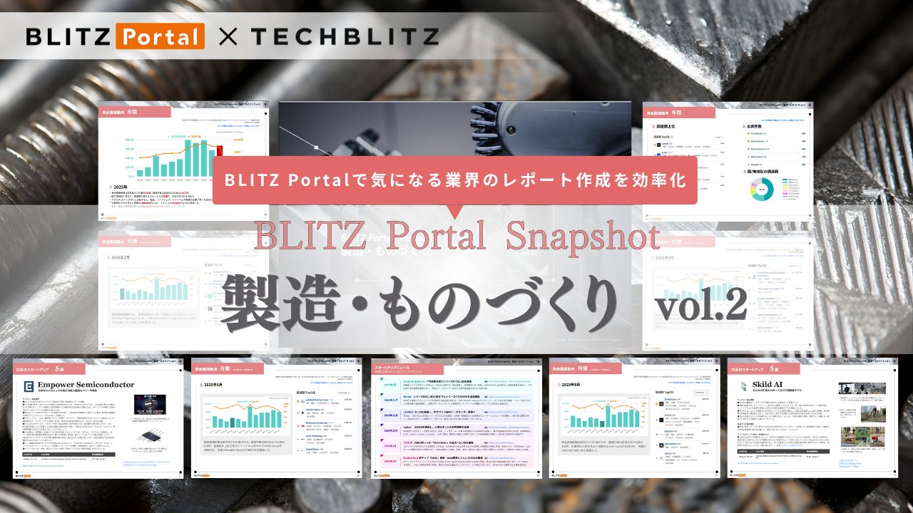 資⾦調達の傾向をサクッと把握！「BLITZ Portal Snapshot 【製造・ものづくり編】 vol.2」