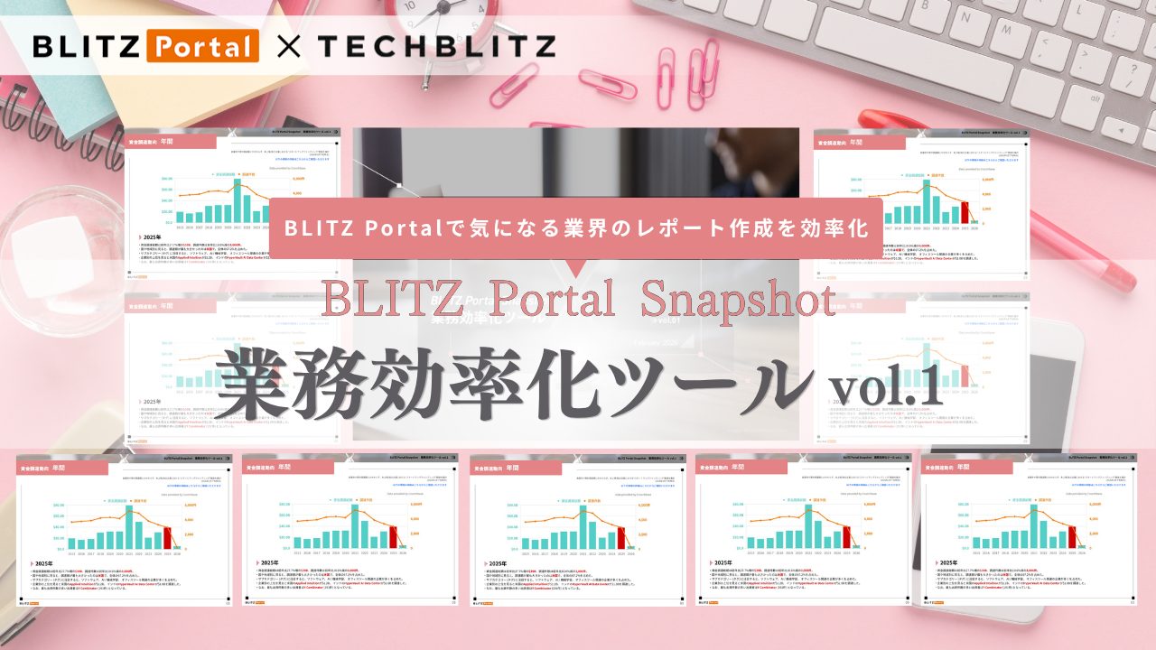 資⾦調達の傾向をサクッと把握！「BLITZ Portal Snapshot 【業務効率化ツール編】 vol.1」