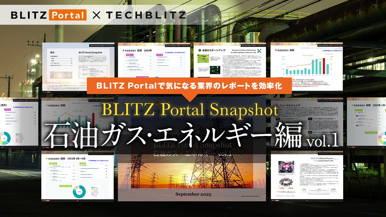資⾦調達の傾向をサクッと把握！「BLITZ Portal Snapshot 【石油ガス・エネルギー編】 vol.1」